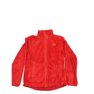 The North Face Women’s Red Fuzzy Full Zip Fleece Jacket Size M Medium Soft Plush